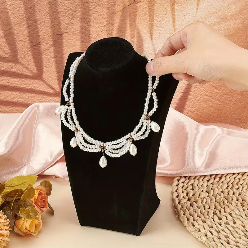 Velvet/Linen Jewelry Display Bust Necklace Display Stand Necklace Mannequin Holder Stands for Selling Trade Shows Props