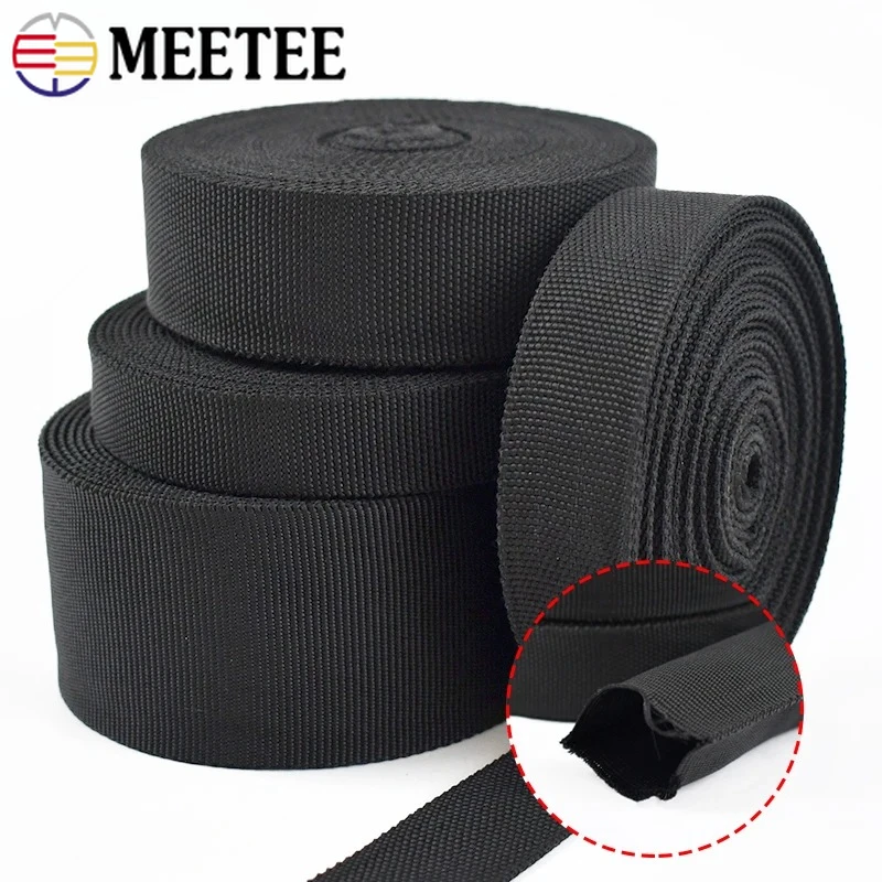 

5Meters Meetee 20-50mm Black PP Tubular Webbing Ribbon Bag Strap Shoulder Tape Belt Clothes Decoration DIY Sewing Accessories
