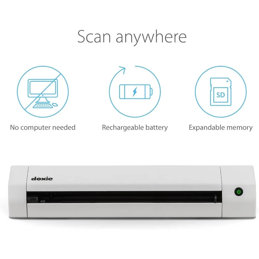 Scanner per documenti portatile con batteria ricaricabile e software per uso domestico in ufficio