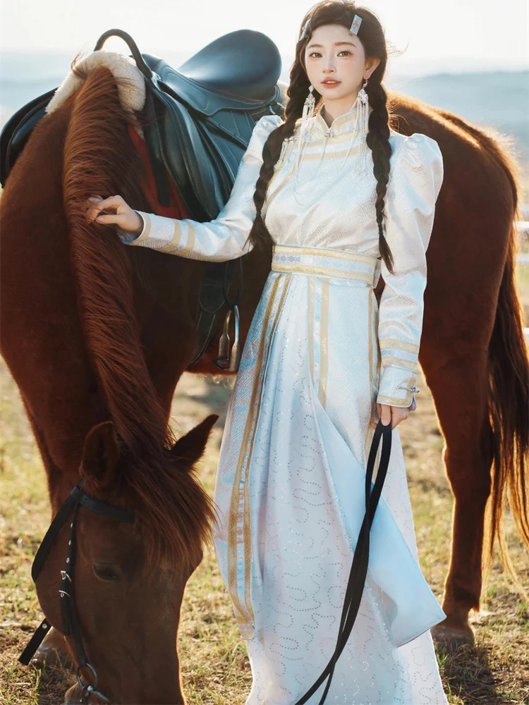 

New Mongolian Princ Ethnic Dance Performance Costume Travel Photoaphy Minori up Photoaphy Outfit Festive Ensemble