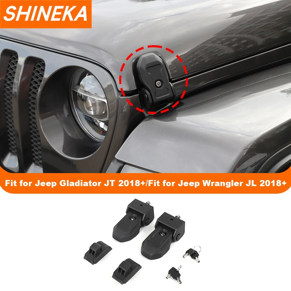 SHINEKA Car Engine Hood Latches Catch With Key Lock Kit for Jeep Wrangler JL Gladiator JT 2018 2019 2020 Up Exterior Accessories