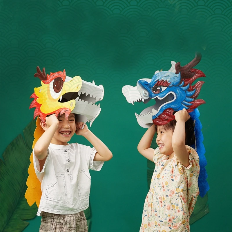 Handmade 3D Paper Dragon New Year Dragon Cosplay Props Interactive DIY Handicraft Kit Chinese Dragon Arts Party Supplies