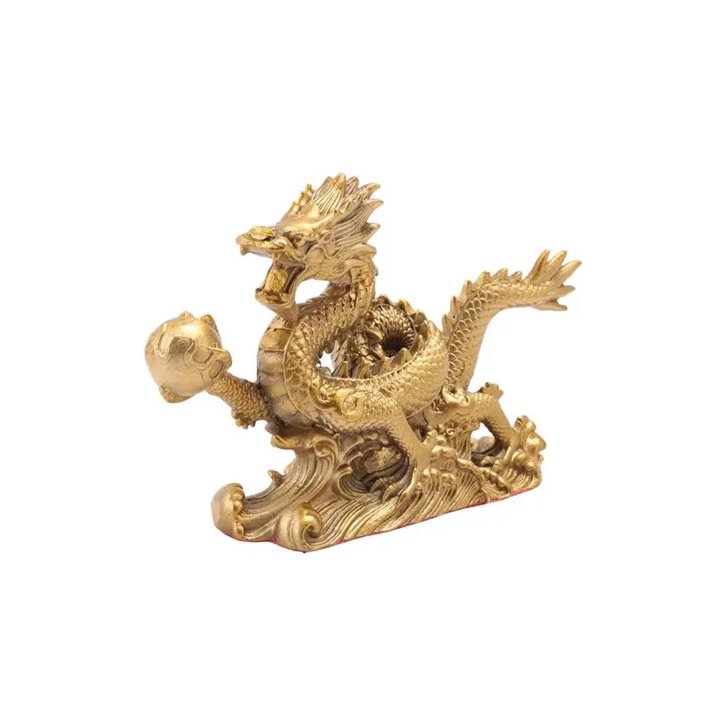 AT84-Brass Home Office Gold Dragon Tabletop Ornaments For Wealth And Success Good Lucky Gifts