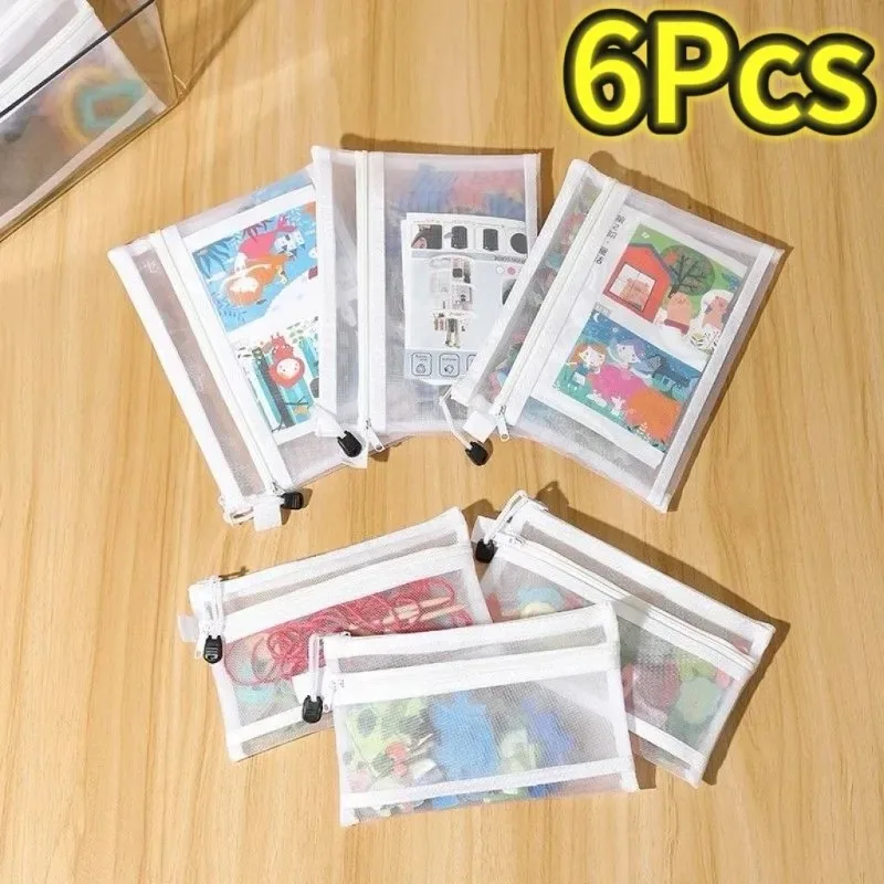 1/3/6PCS Storage Bag Mesh ZipperToy Building Block Puzzle Sub-package Children Particle Zipper Transparent Finishing Storages
