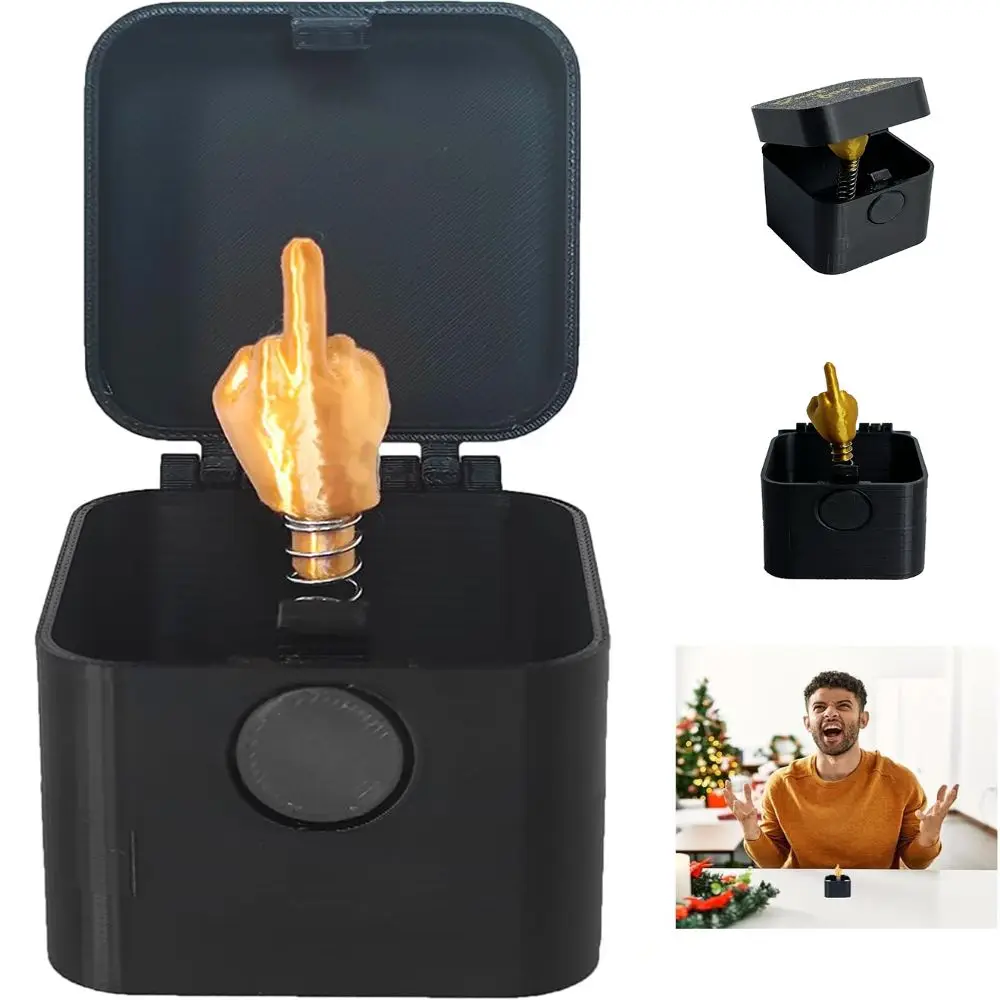 Portable Press Finger Surprise Gift Box Funny Hot Stamping Finger in a Box With Button White Elephont Gifts for Adults