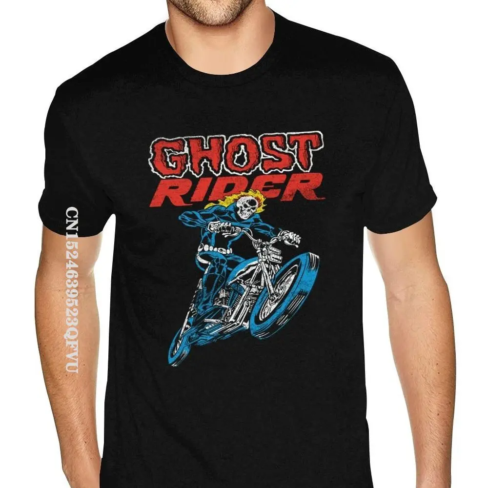 Lovely Ghost Rider Tee Shirts Men's Top Quality Gothic Style Anime Tshirt Pure Cotton Crew T-Shirts Punk Style