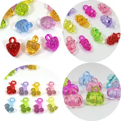 100 Colore misto Acrilico Trasparente Mini Vari di Frutta Fascino Pendenti Con Gemme E Perle FAI DA TE