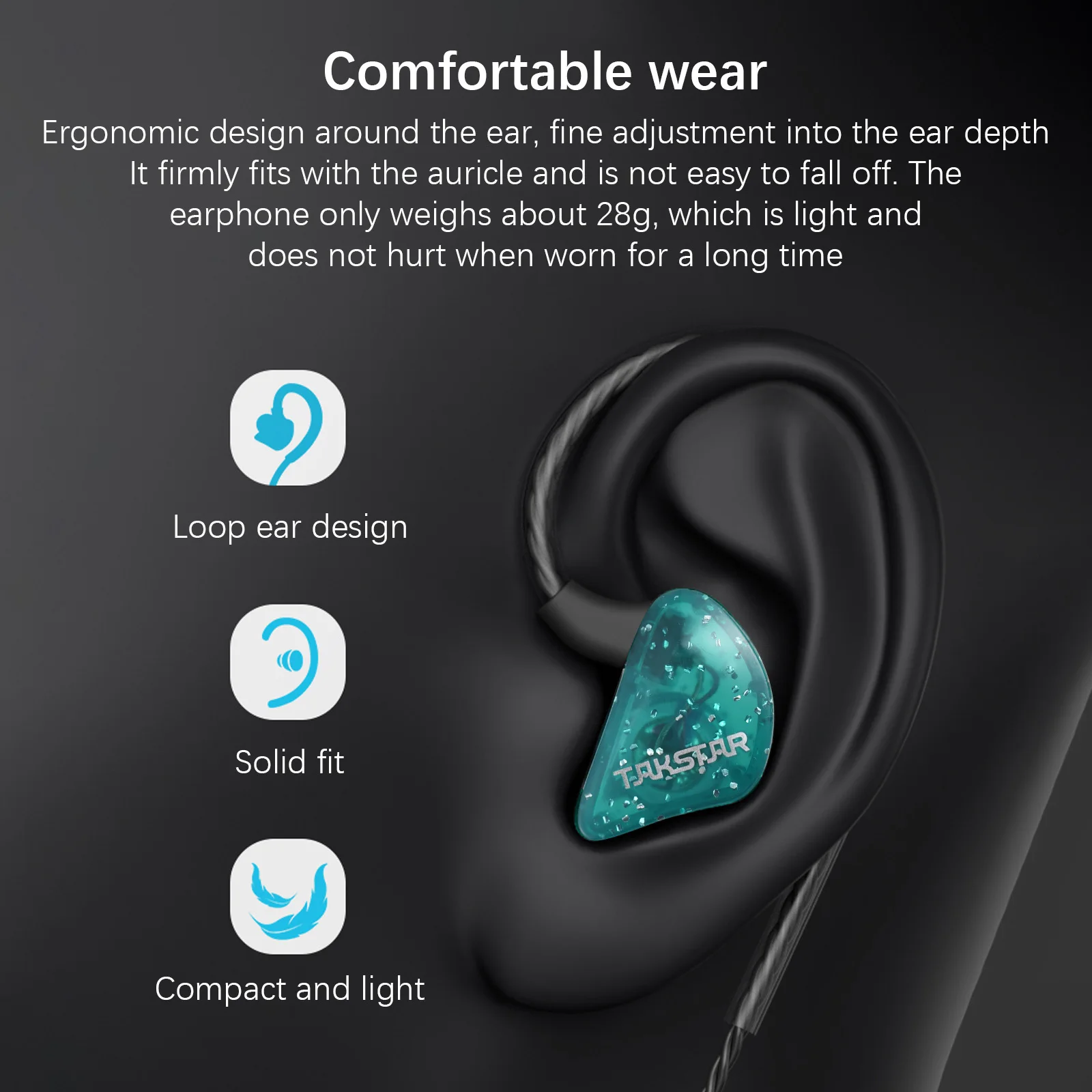 سماعات أذن لمراقبة الأذن ، سماعات أذن استريو ديناميكية ، خفيفة الوزن ، شماعات أذن سلكية