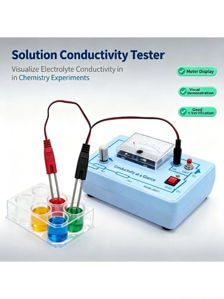 Solution Conductivity Experiment Tester with Built-In Analog Current Meter, 6-Well Plate, and Plug-In Probe for Classroom Sample