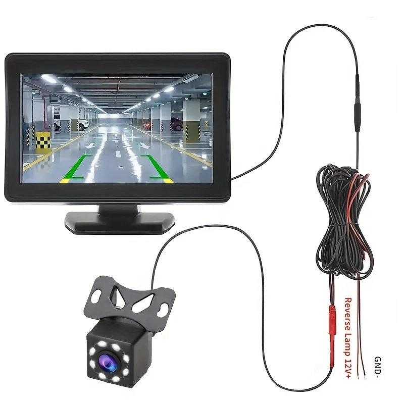 كاميرا احتياطية للرؤية الخلفية مقاس 10.92 سم من QueenDer مع 8 نظام سهل التركيب لمساعدة ركن السيارة، رؤية ليلية عالية الدقة 480 بكسل
