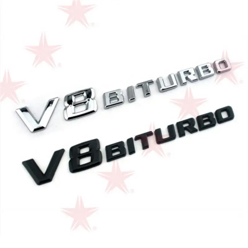 For Benz BITURBO Car 3D Stickers Vehicle ABS Letter Logo Auto Side Sticker Car Side Trunk Nameplate Sticker