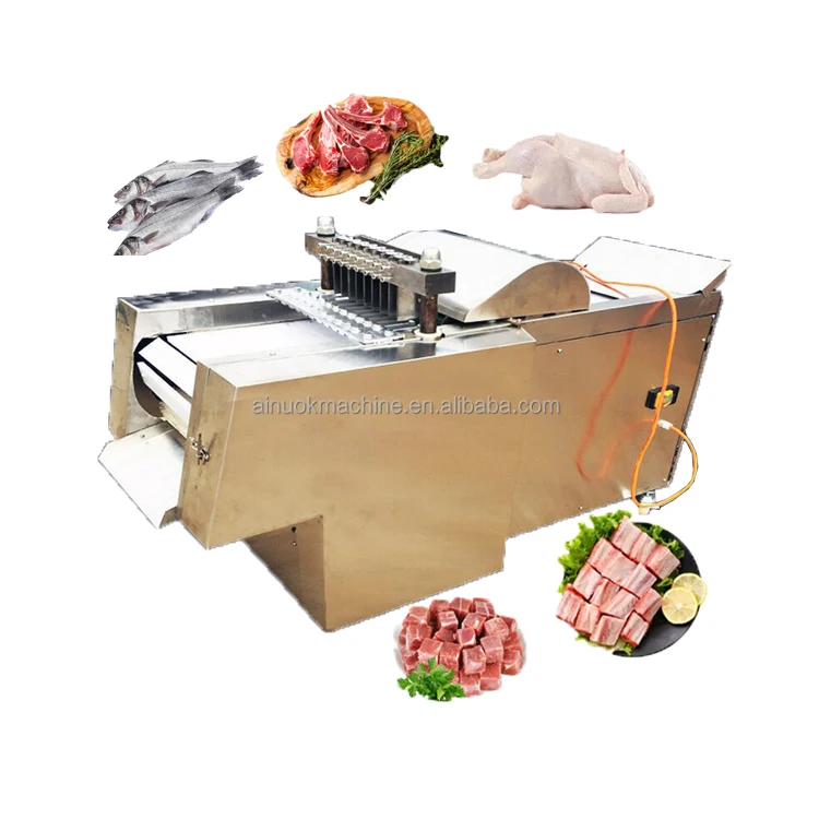 

automatic electric frozen fish meat cutter slice fresh chicken meat dice cutting goat bone in small cube dicing machine