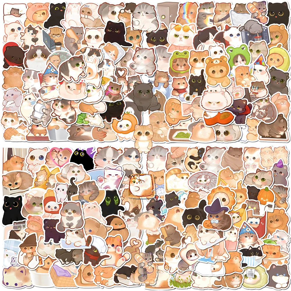 

50Pcs Kawaii Cat Decoration Stickers Funny Animal Anime Sticker Laptop Notebook Diary Motorcycle Car Bike Wall Stationery Decals