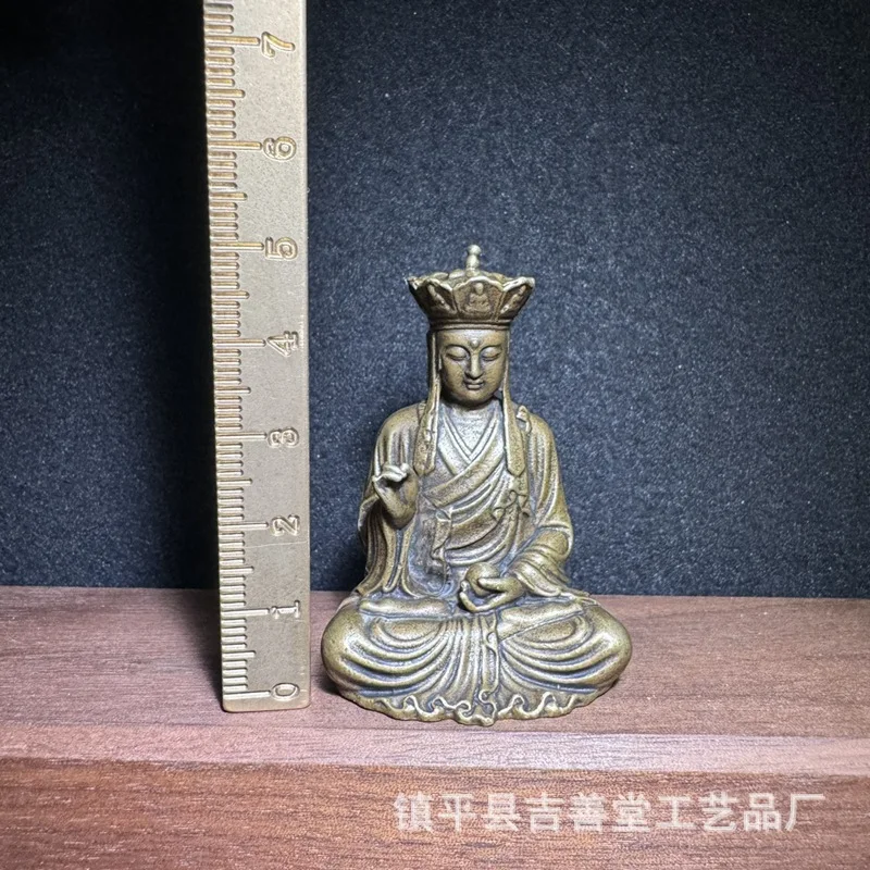 Brass Small Buddha Statue Ksitigarbha Ornament Tang Sanzang Home Decoration Office Brass Craft Ornament