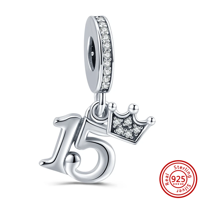 925 Sterling Silber Figur Arabisch Nummer 16 18 20 30 40 50. Jubiläum Perlen passen original Pandora Charms Armband edlen Schmuck