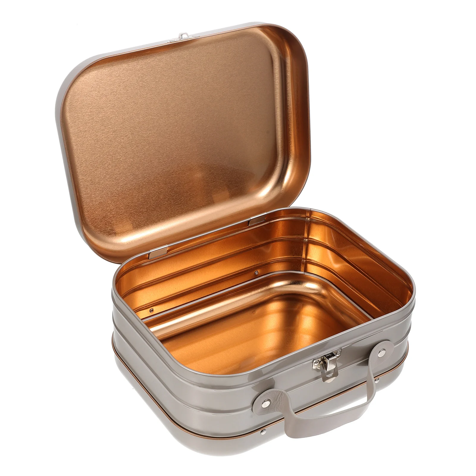 

1 Piece Tinplate Storage Box with Handle Large Capacity Desktop Organizer Jewelry Coin Souvenirs Travel Office Lightweight