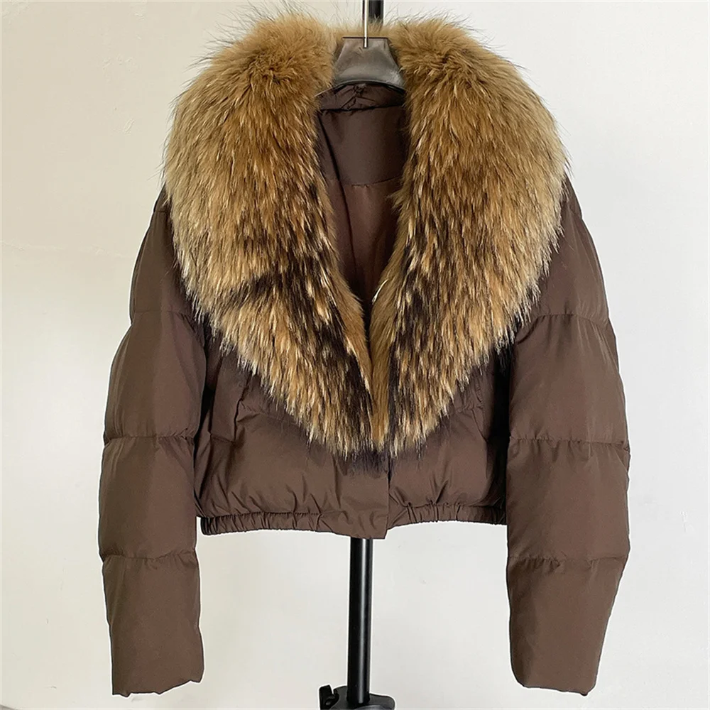 سترة نسائية شتوية لعام 2025، ساتان، ياقة كبيرة من الفرو، مقاس فضفاض، كاجوال، ملابس خارجية، Y2K موضة جديدة، حمالة صدر معطف عالية الجودة