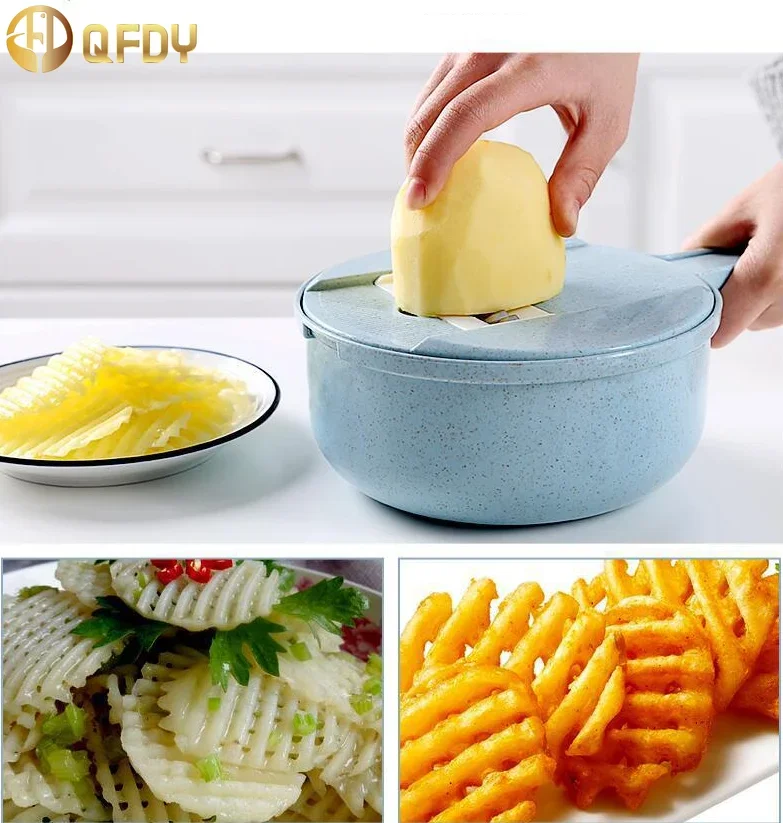 6-In-1 Multi-Function Food Chopper Vegetable Carrots Potatoes Manually Cut Shred Grater For Kitchen Convenience Vegetable Tool