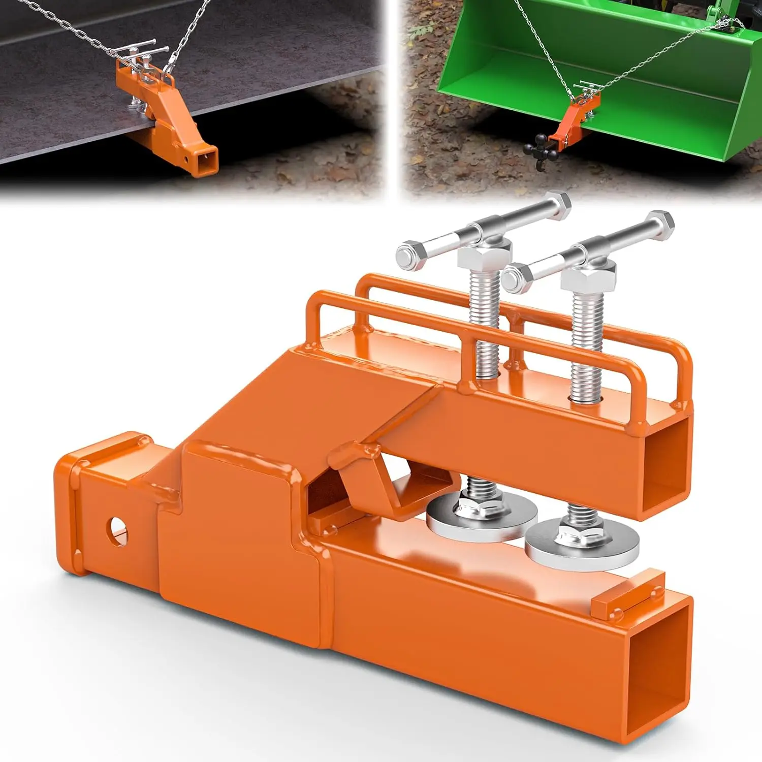 

2025 Upgraded Tractor Bucket Hitch Clamp-on, Non-Slip 2' Ball Mount Adapter for Kubota, Deere (Orange)