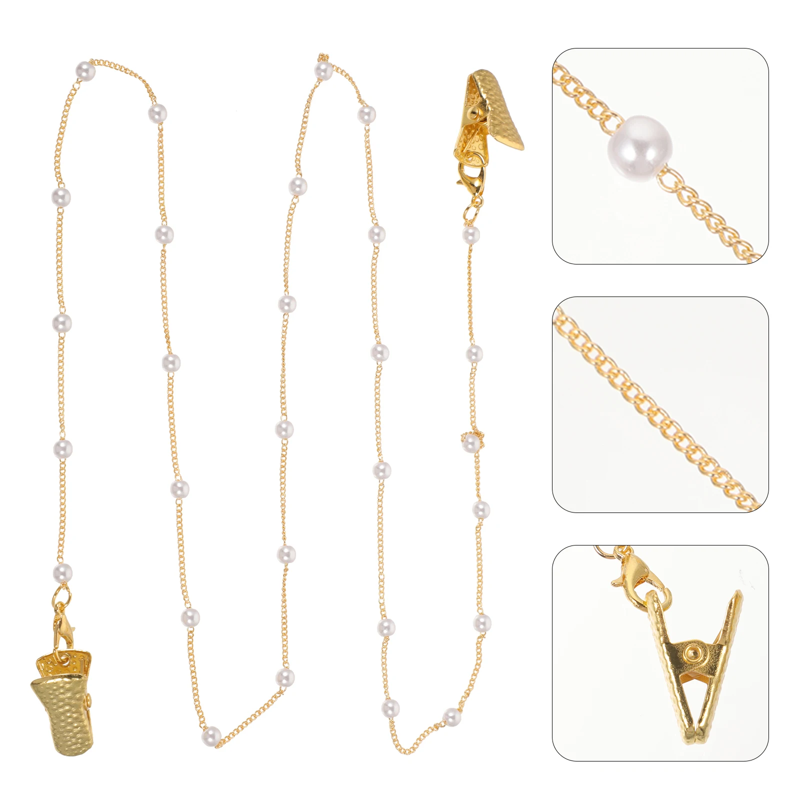 

Elegant Pearl Embellished Metal Glasses Chain Mask Lanyard Holder Necklace Accessory