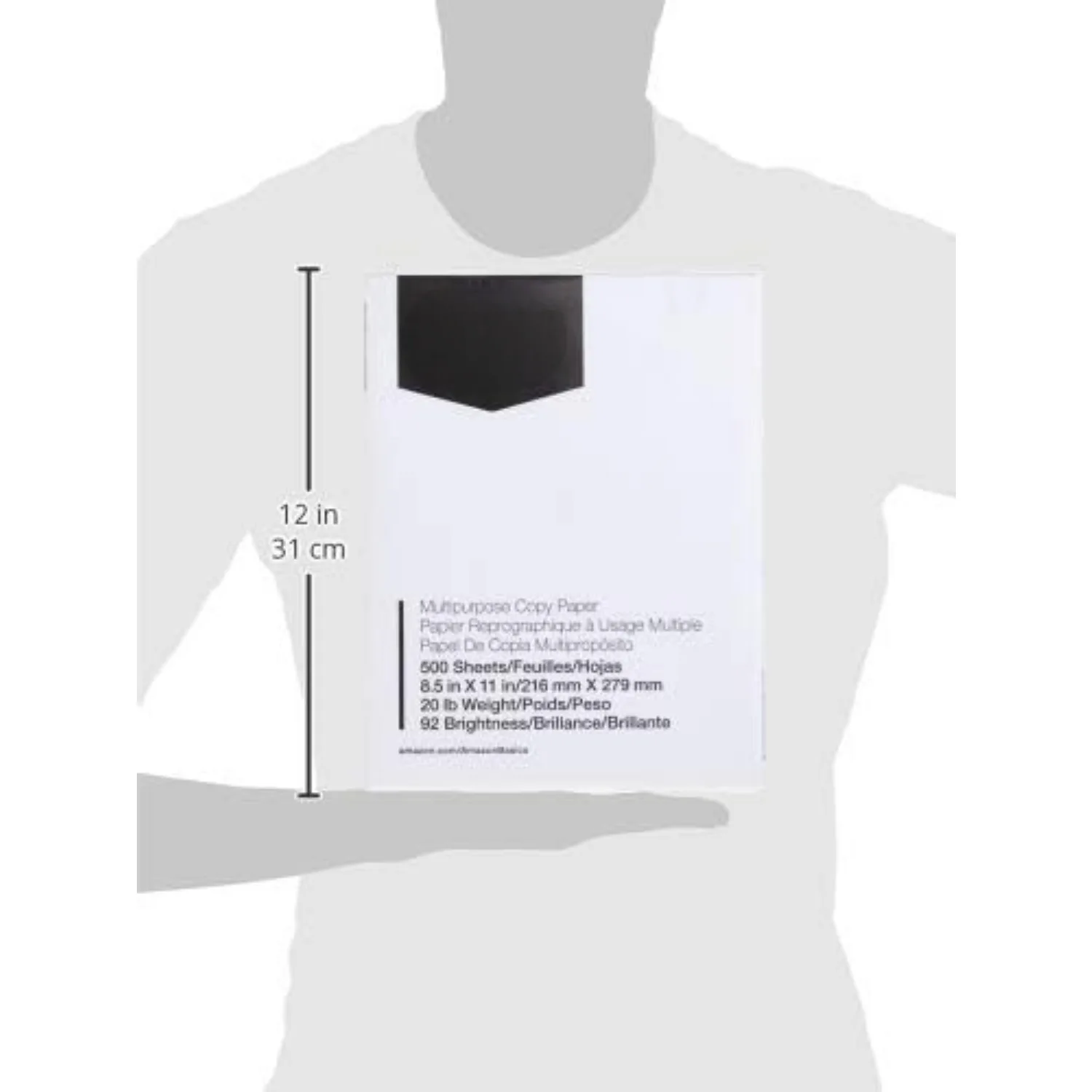 Multi-Purpose Copy Printer Paper, 8.5 x 11 in, 20 lb, 1 Roll, 500 Sheets, 92 Brightness, White