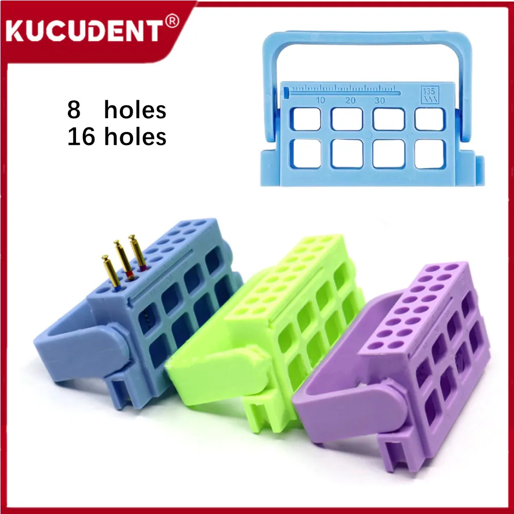 

Dental Endo Box Root Canal Files Stand Holder Endodontic Bur Drill Cleaning Stand Sterilizer with Rulers Measuring 8/16 Holes