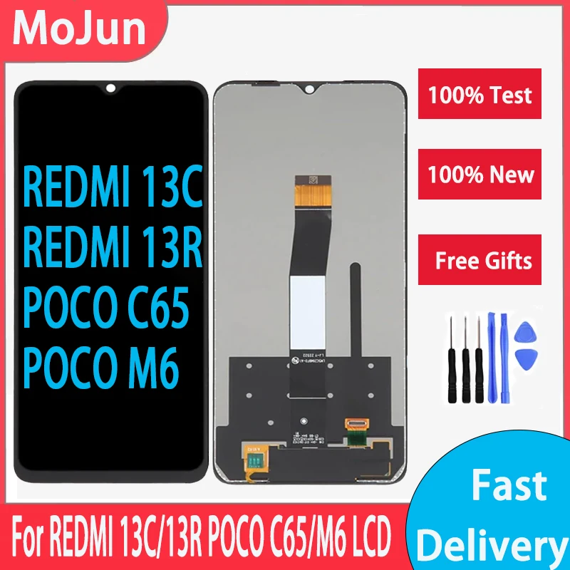 6.74\'\' For Xiaomi Redmi 13C REDMI 13R LCD Display Screen Digitizer Assembly For Xiaomi Poco C65 POCO M6 LCD Replacement