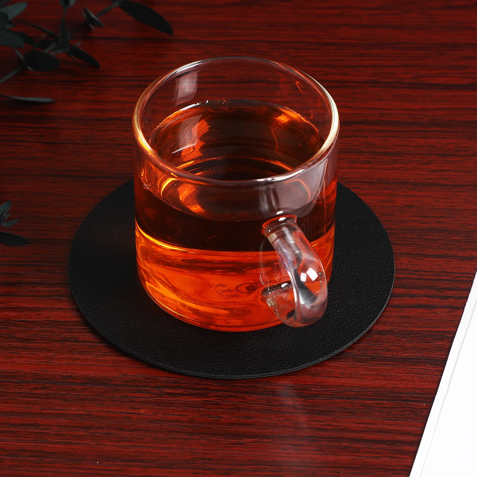 

12 pcs Black Coffee Coasters Drink Cup Mats Double Sided Insulation For Table Desk Wooden Surface Home Office Car Use