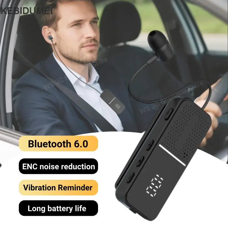 L5 Lavalier الأعمال سماعة بلوتوث 6.0 باس سماعة دعوة الاهتزاز تذكير LED عرض إلغاء الضوضاء سماعة رأس لاسلكية