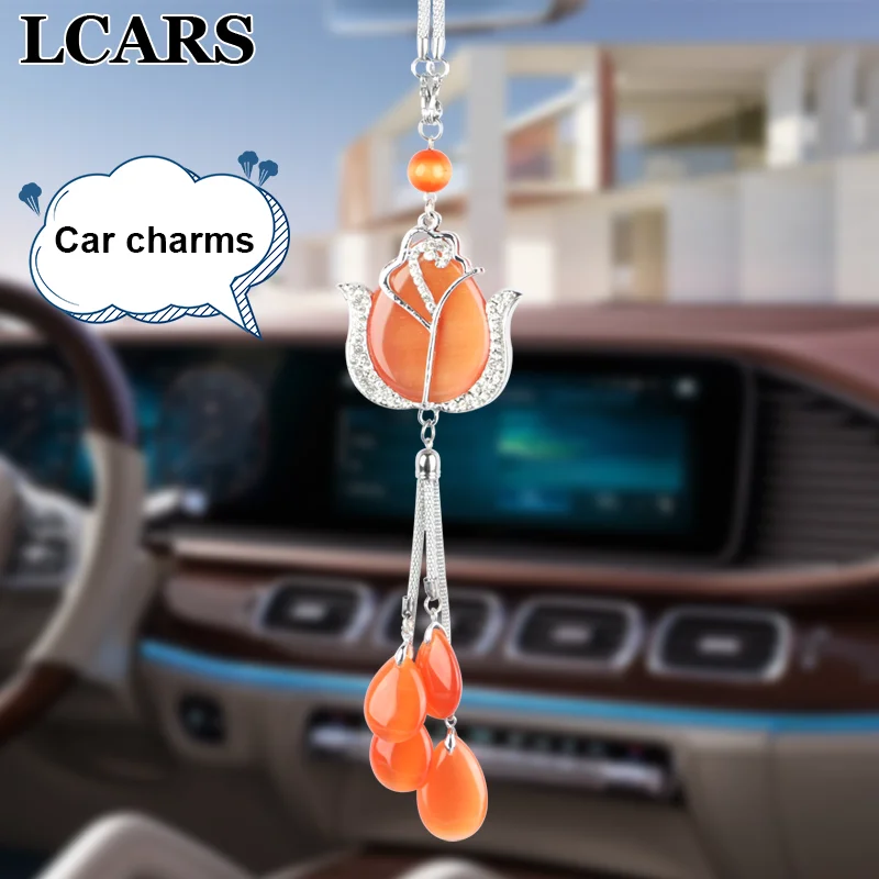 

Car Accessories Creative Personality Pendant Beautiful Tulip Charm Men and Women Rear-View Mirror Hanging Decorative Use