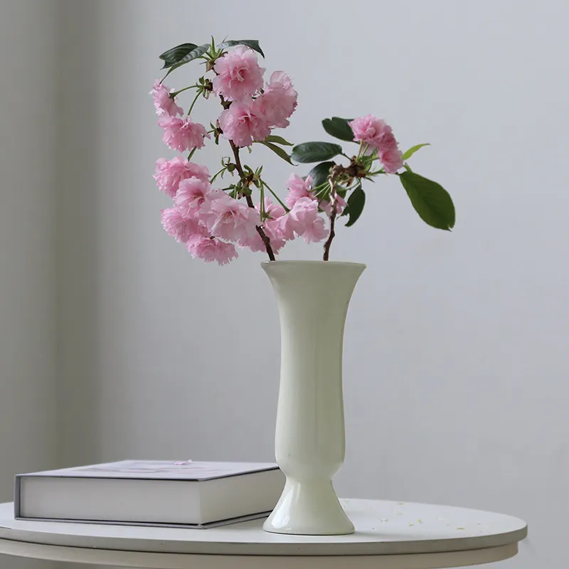 Jasper Flower Goblet Chinese-style Retro Decorative Ceramic Vase Tea Room Hydroponic Fower Vase Mid-ancient style Living Room