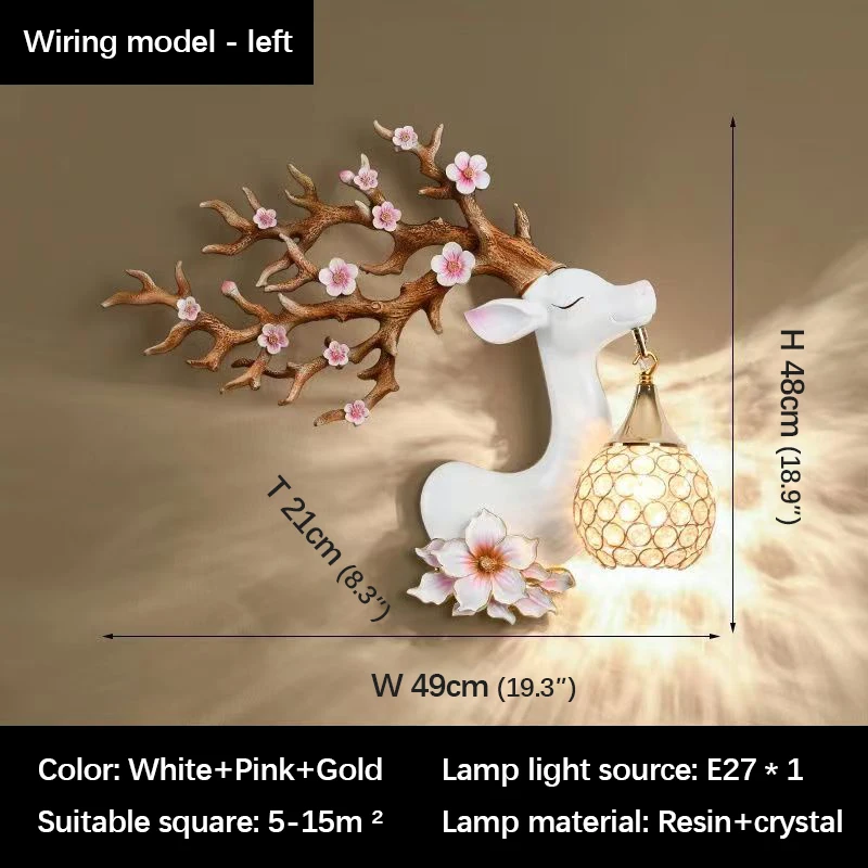 Imagem -06 - Debby-contemporânea Deer Wall Light Led Criativo Plum Blossom Decor Lâmpada de Resina para Casa Sala Quarto Corredor