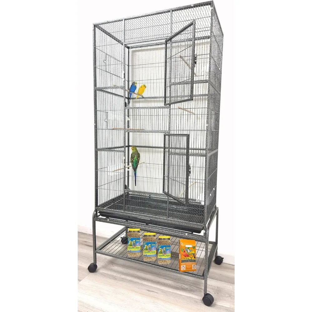 

Extra Large Wrought Iron Tight Bar Spacing Breeding Flight Canary Parakeet Cockatiel Lovebird Finch Breeder Cage Side Doors