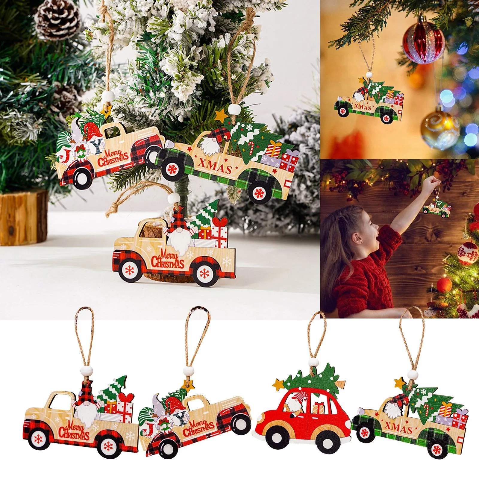 Car Christmas Tree Pendant Creative Gift Christmas 2023 New Year Decoration Hanging Navidad Noel Party Decor 2023 Ornament Toys