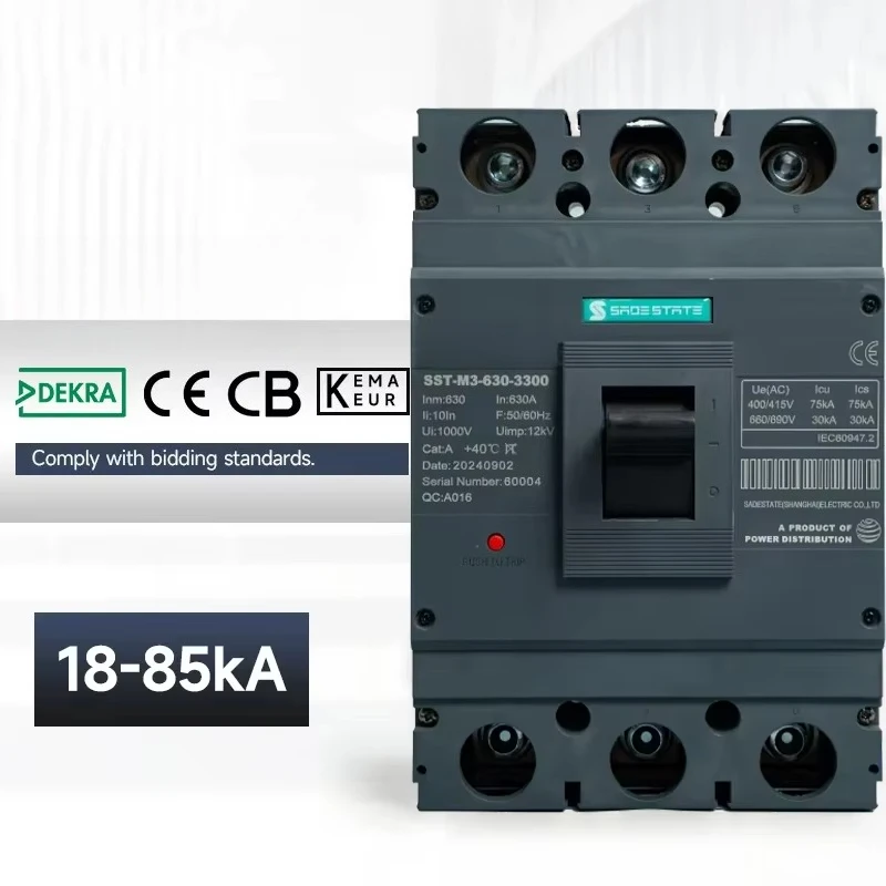 

3 Pole 4 Pole 630A Electric Circuit Breakers Mccb Made In China Factory Solar Switch Moulded Case Circuit Breaker MCCB