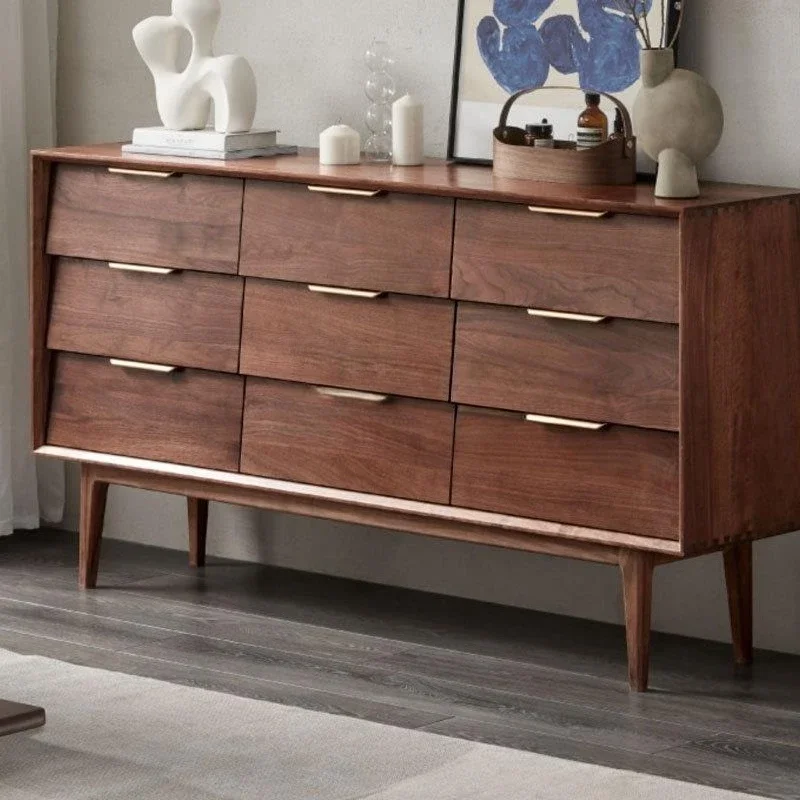 All solid wood black walnut modern simple bedroom locker Nordic storage chest of drawers