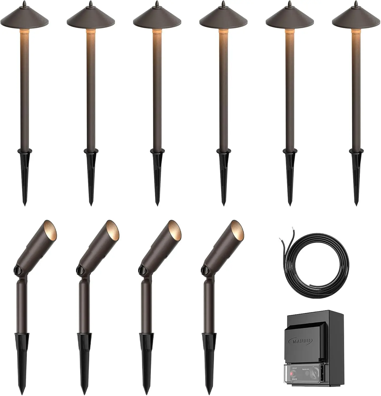 

Landscape Lighting Kit with 150W Low Voltage Outdoor Transformer & 12V Halogen 6PK 10W Bronze Pathway Lights