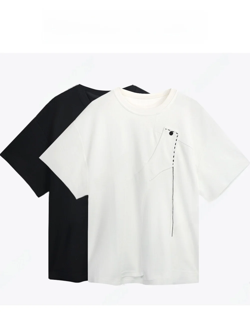 

Summer Casual Versatile ort Sve T-irt 【Emp Valley】TT90287 round Ne Cotton Blend Korean Sle Loose Fit