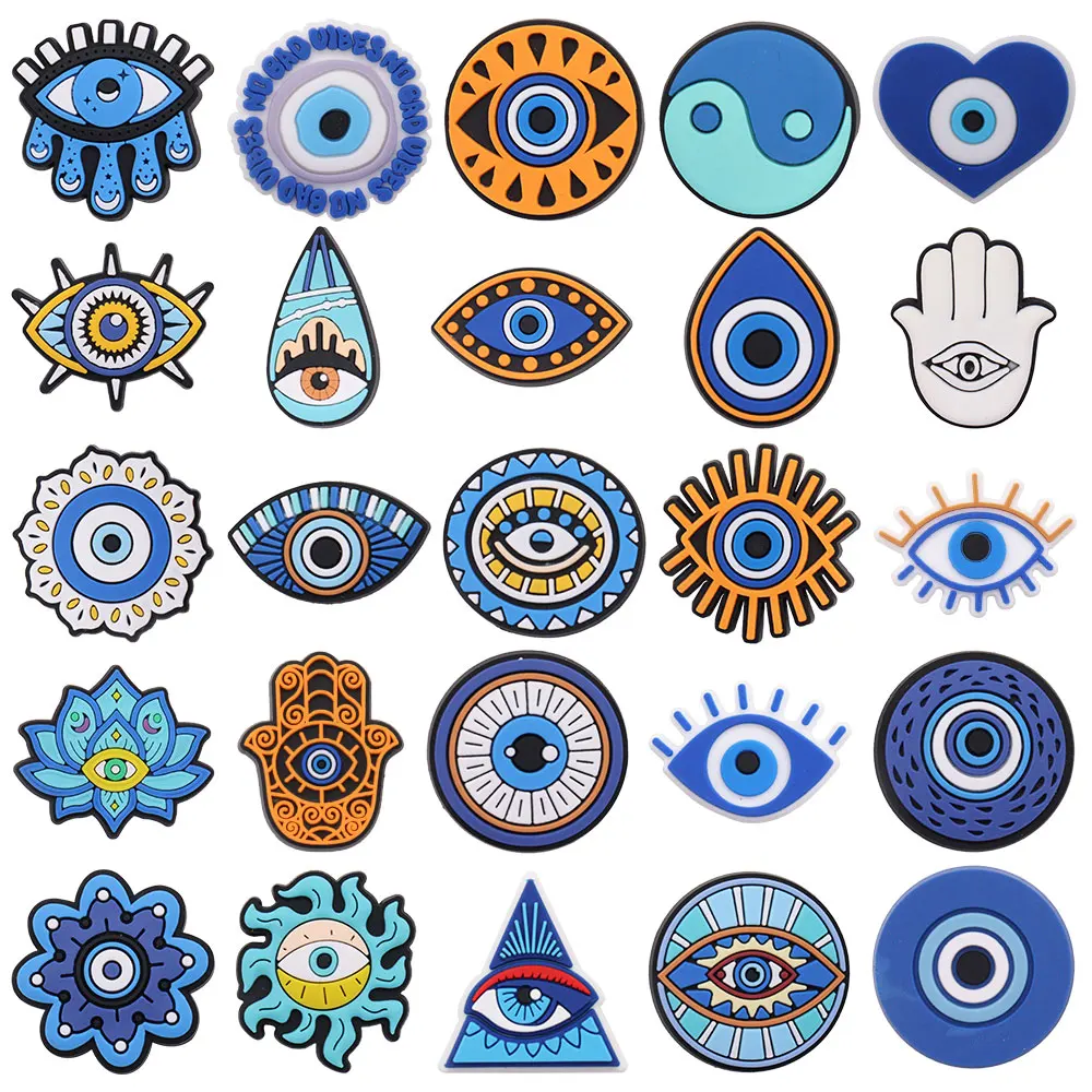 50Pcs Wholesale PVC Mix Evil Hand Eyes DIY Woman Man Braceletcute Sandals Button Buckle Clog Popular Shoe Accessories