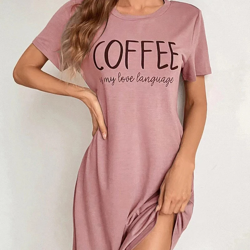 Milk Silk Nightgown Women Nightdress Short Sleeve Cartoon Nightgowns Sweet Casual Sleepwear Pijamas Sleepdress