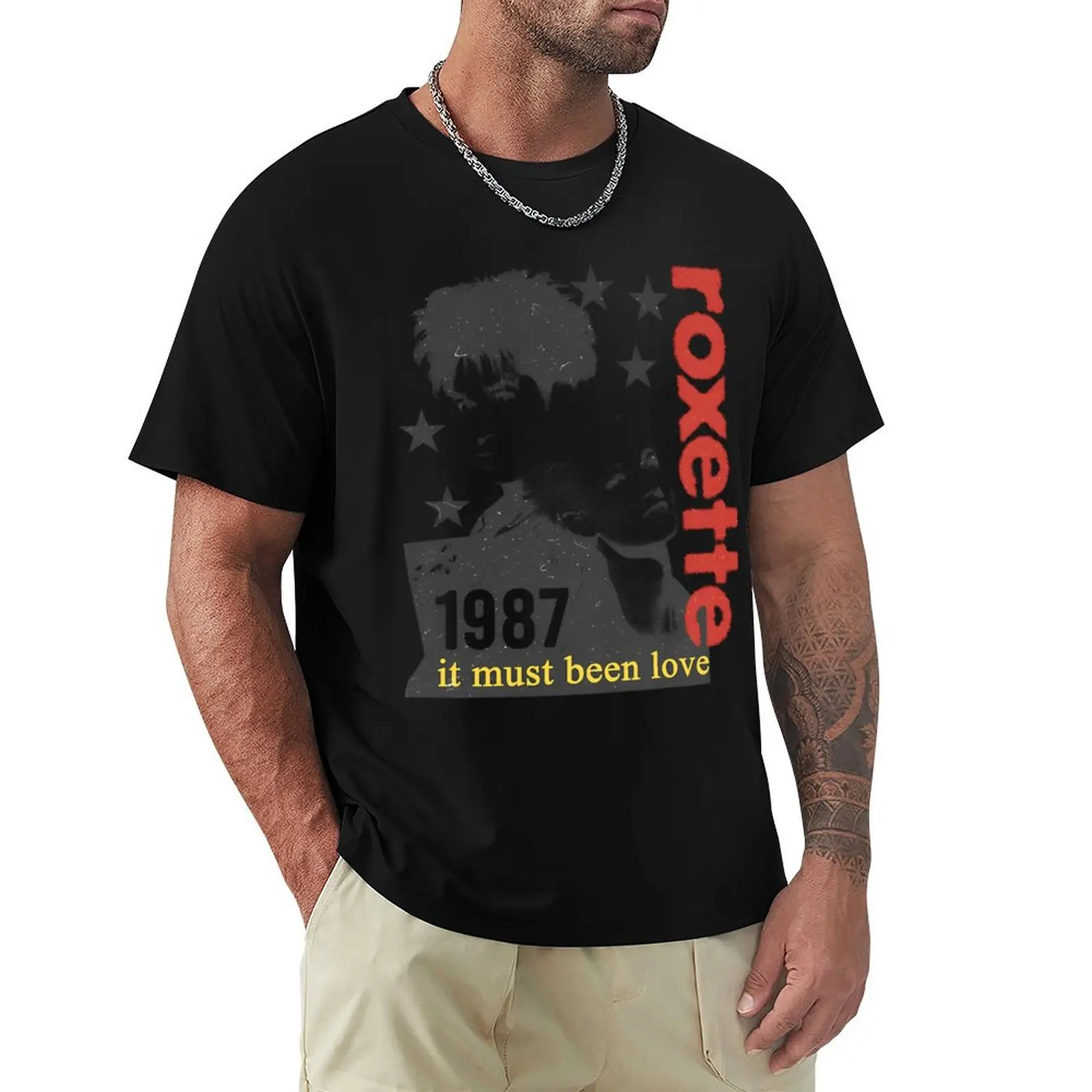 vintage retro roxette T-Shirt Basic Crew Neck Short Sleeve Top