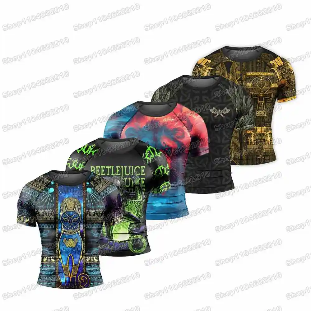 Darkness Dragon Newly Rash Guards Surfing Jersey Beach Shirts Swimwear Diving Gym Shorts MMA BJJ Men Jiu Jitsu Fitness Sets
