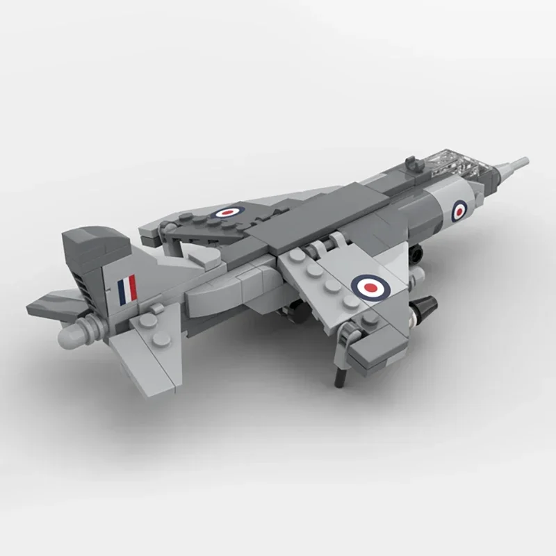 MOC-Briques de construction modèle militaire Harrier GR.1, blocs modulaires de technologie de chasse, cadeaux de jouets de Noël, ensembles de bricolage, assemblage, 1:72