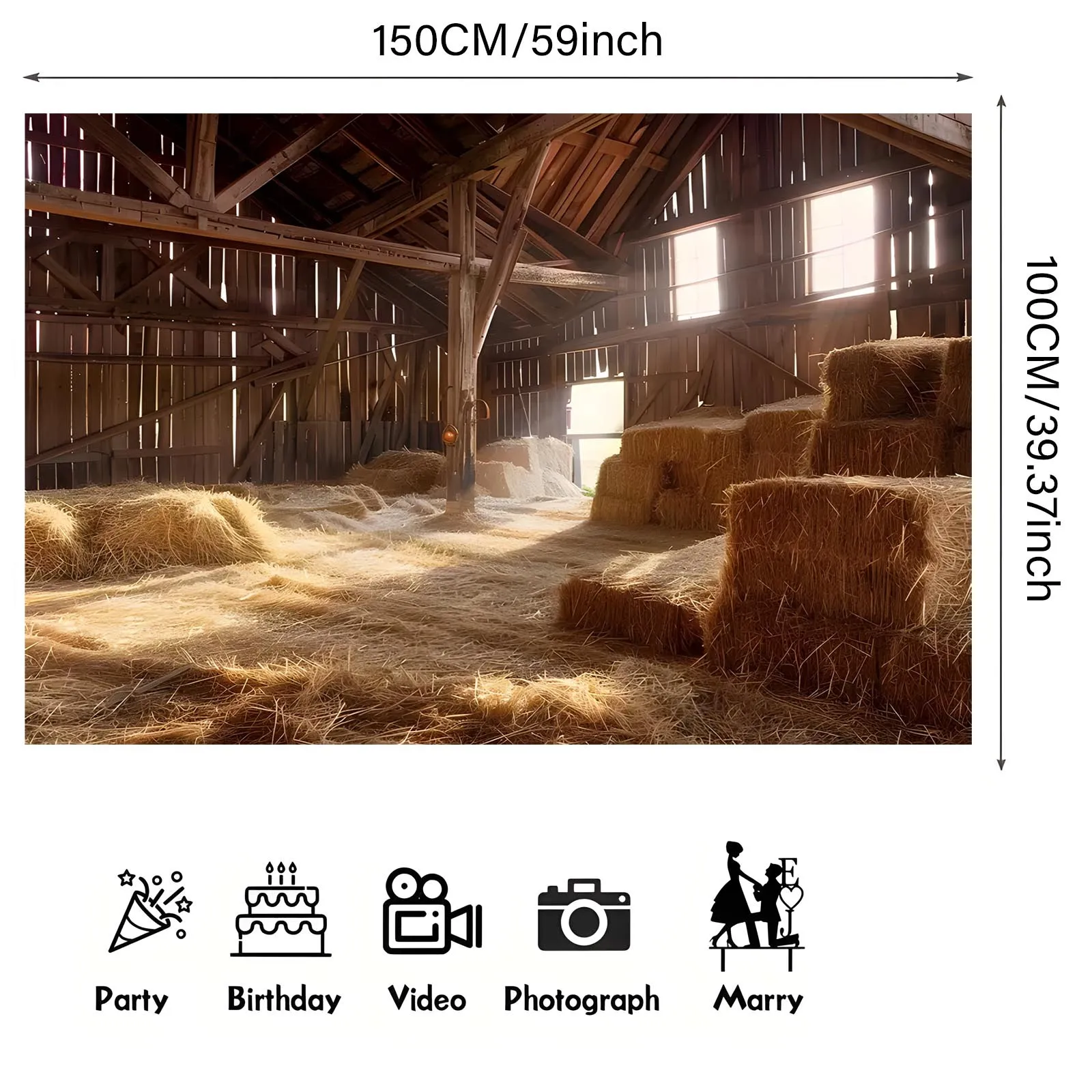 1 خلفية بوليستر للمزرعة العتيقة، مشهد حظيرة وقش الريف، خلفية تصوير متعددة الوظائف #2