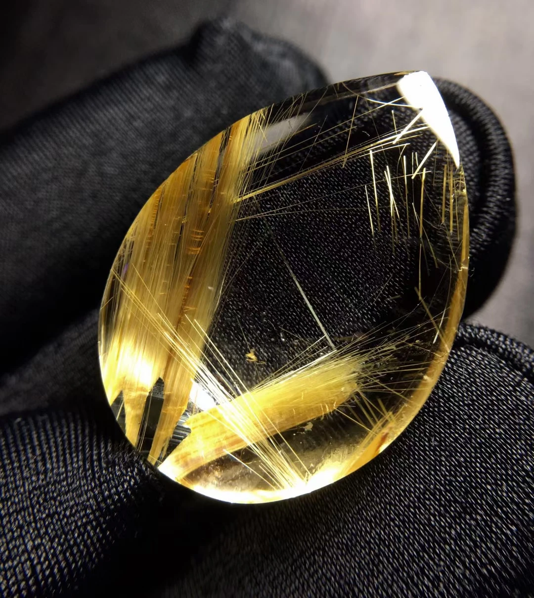 Natural Gold Rutilated Quartz Pendant Water Drop Rutilated Quartz Jewelry 30*22*7.2mm Men Women Brazil AAAAAAA