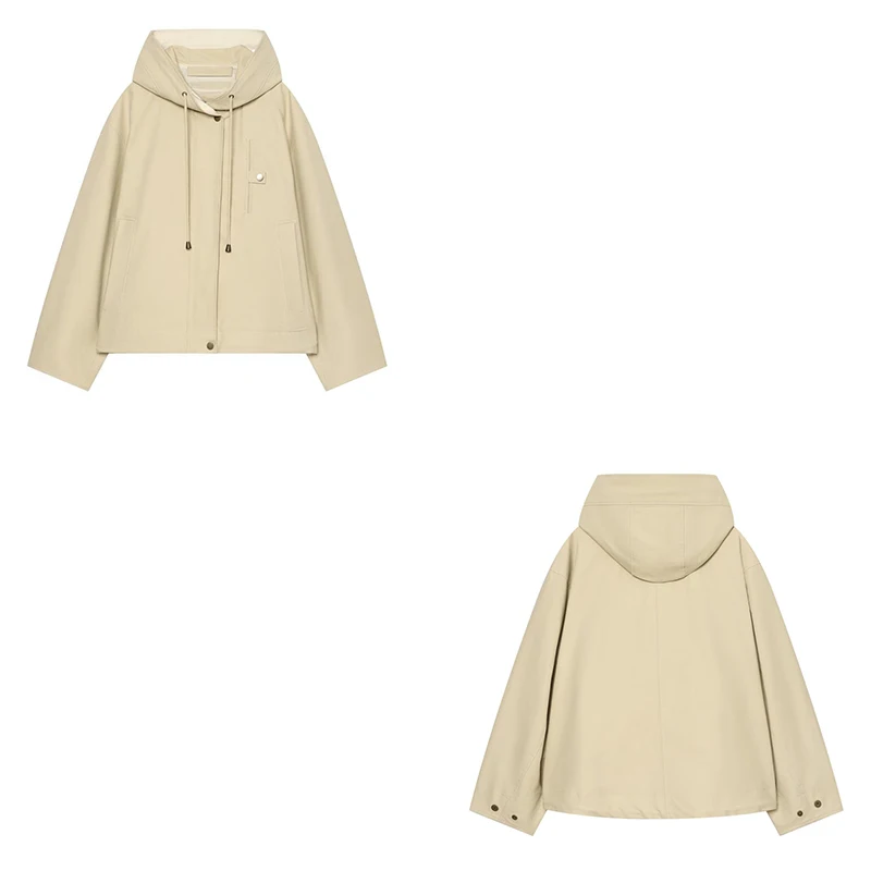 Guobioziy Women's Slim-Fit Hooded Parka Jacket 2026 Spring-Autumn New European Casual Fashion Trendy High Street Old Money Style