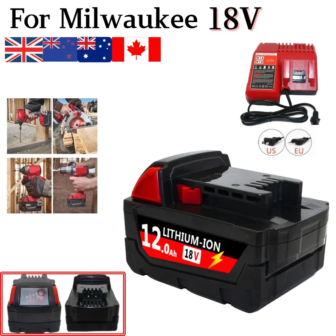 

for Milwaukee 18V 12.0Ah Replacement M18 XC Lithium Battery 48-11-1820 48-11-1840 48-11-1850 48-11-1860 Rechargeable Batteries