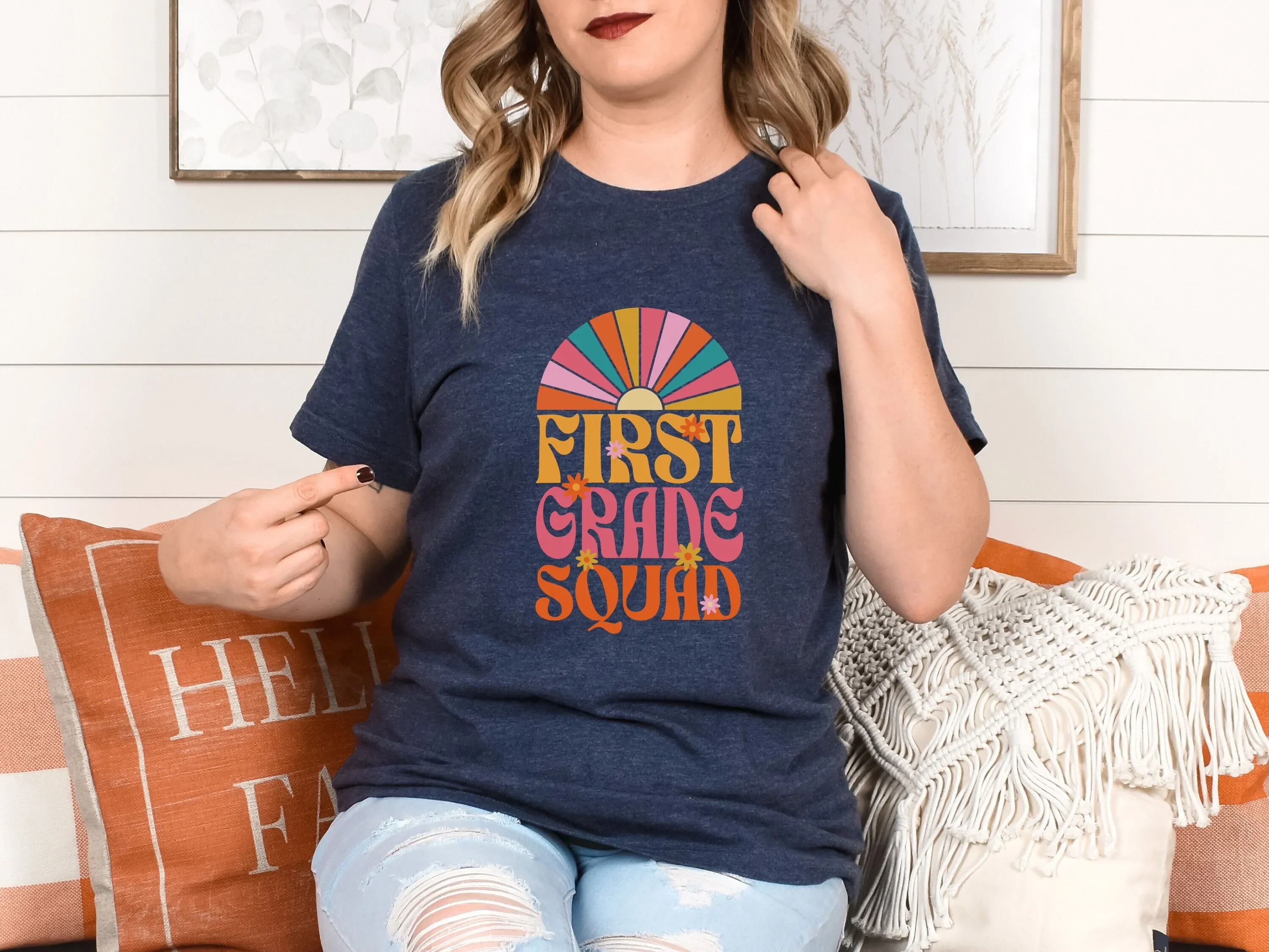 First Grade Teacher Group T Shirt New School Year Day Of Top Retro Rainbow Classroom Squad
