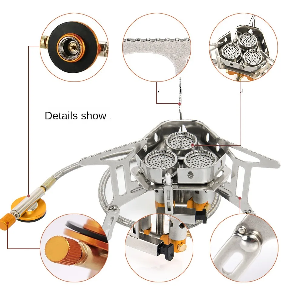 6800W Camping Tourist Burner Big Power Gas Stove Cookware Portable Furnace Picnic Barbecue Tourism Supplies Outdoor recreation