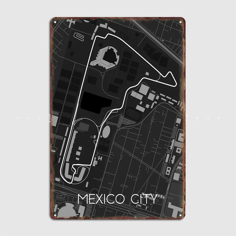 Mexico City Track Map Poster Metal Custom Sign Indoor Decor Pub Club Room Decoration Bar Posters Home Wall Decor